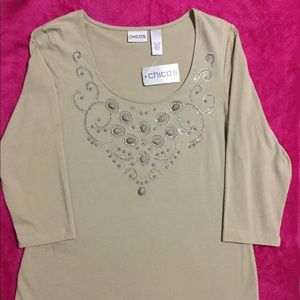 Chico’s Taupe Scoop Neck Tee